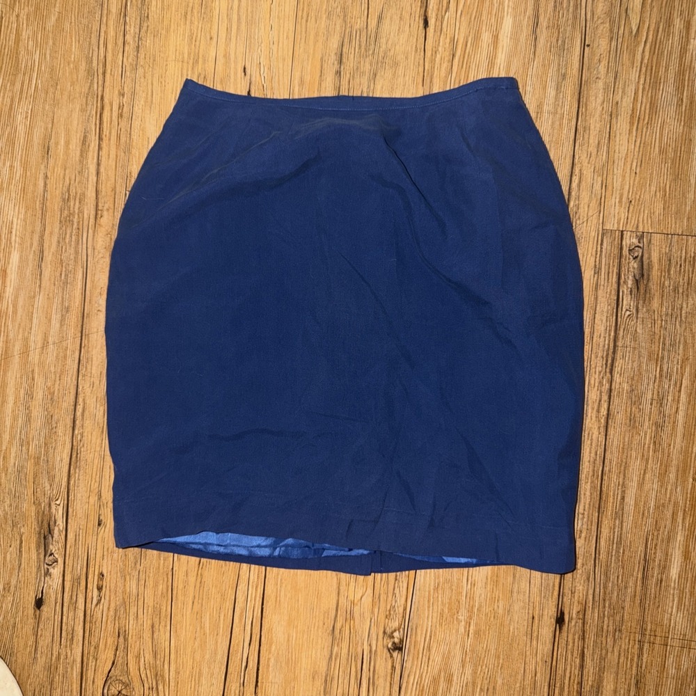 Jennifer Moore Petites Size 4P Silk Skirt Lined Blue Vintage